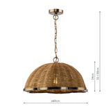 Dar Cusco Pendant Satin Bronze and Dark Rattan Shade
