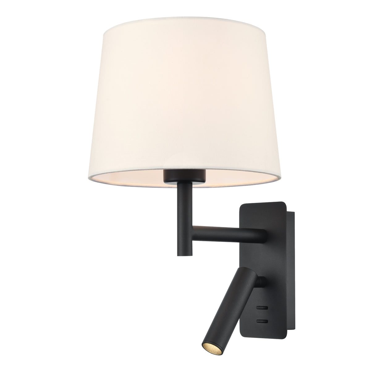 Franklite Christie Bedside Wall Light with Reader Matt Black