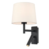 Franklite Christie Bedside Wall Light with Reader Matt Black