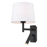 Franklite Christie Bedside Wall Light with Reader Matt Black