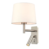 Franklite Christie Bedside Wall Light with Reader Satin Nickel