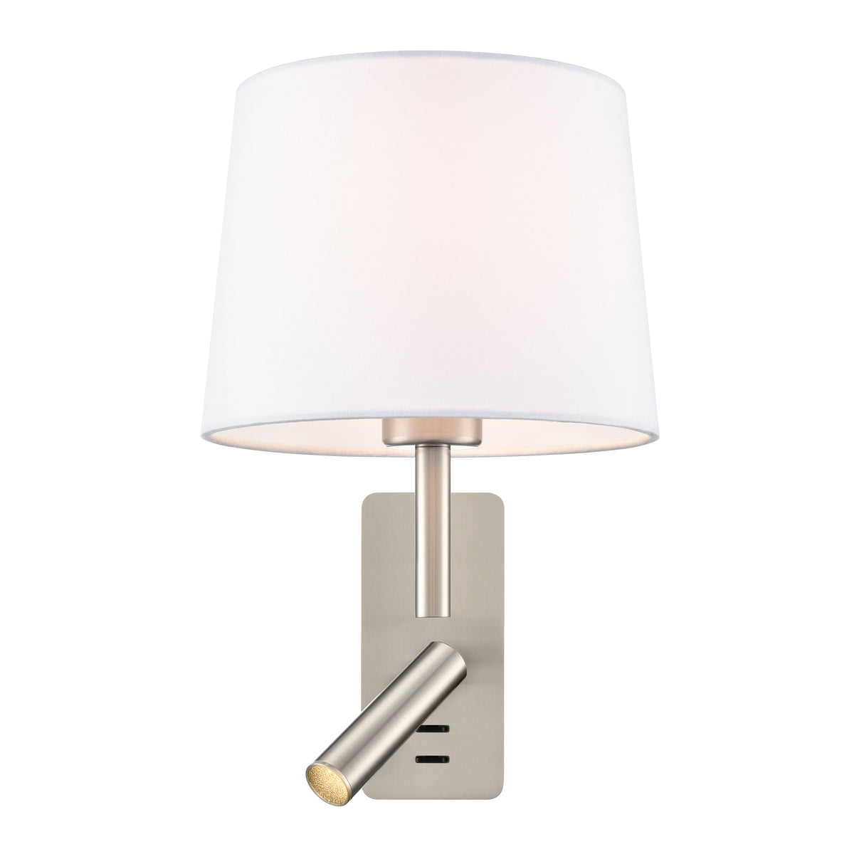 Franklite Christie Bedside Wall Light with Reader Satin Nickel