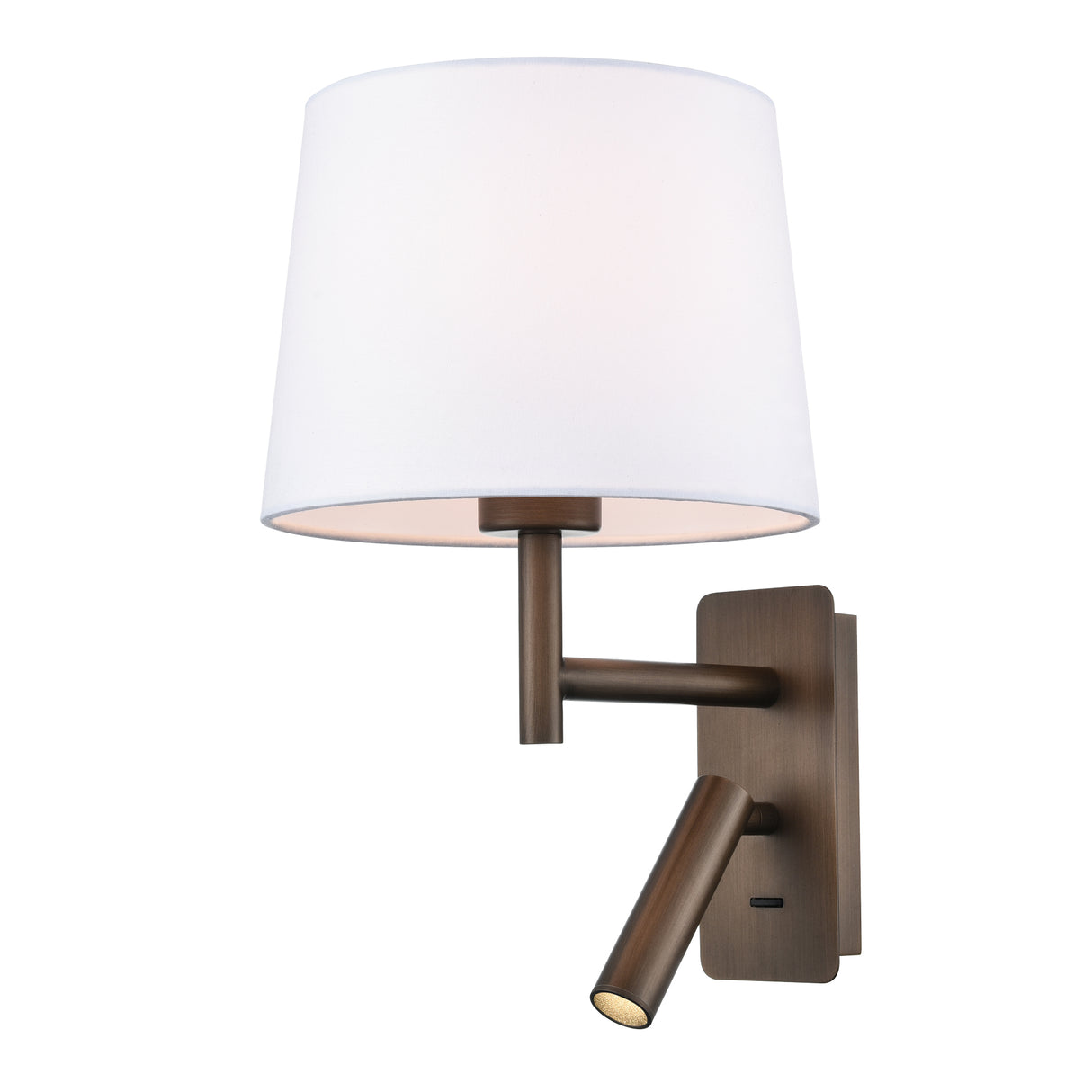 Franklite Christie Bedside Wall Light with Reader Brushed Bronze