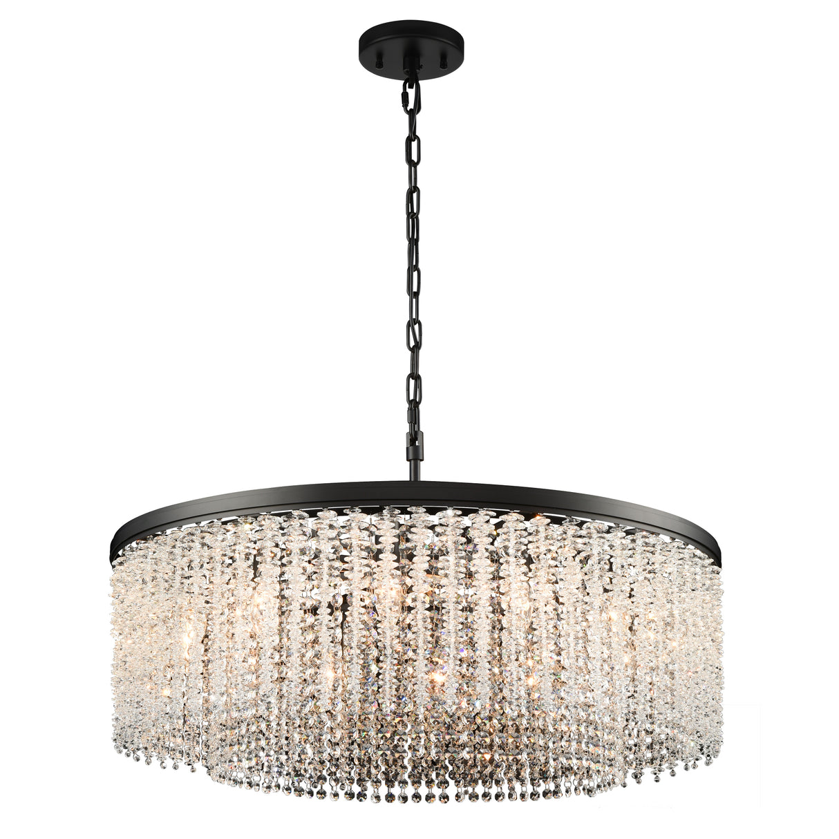 Franklite Coral 12lt Pendant Chandelier in Matt Black