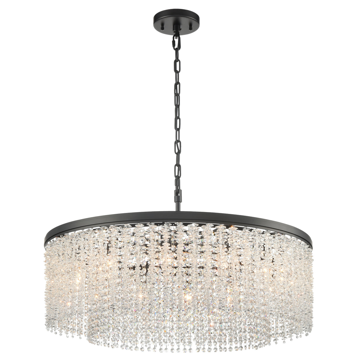 Franklite Coral 12lt Pendant Chandelier in Matt Black