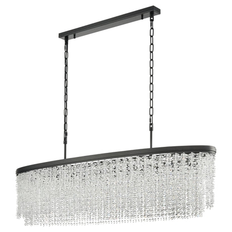 Franklite Coral 12lt Oval Pendant Chandelier in Matt Black