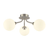 Franklite Cosmic 3 light fitting in satin nickel with matt opal glass