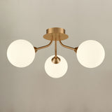 Franklite Cosmic 3 light fitting in antique gold with matt opal glass