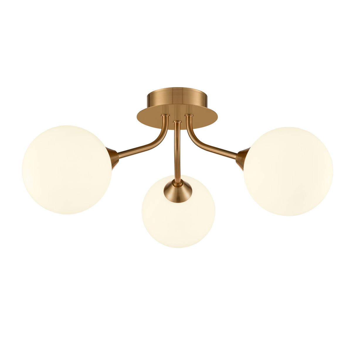 Franklite Cosmic 3 light fitting in antique gold with matt opal glass