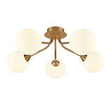 Franklite Cosmic 5 light fitting in antique gold with matt opal glass