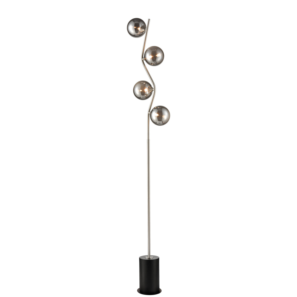 Franklite Cosmic Floor Lamp satin nickel with smoke glass