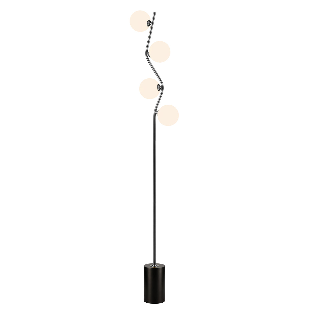 Franklite Cosmic Floor Lamp satin nickel with opal glass