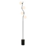 Franklite Cosmic Floor Lamp satin nickel with opal glass