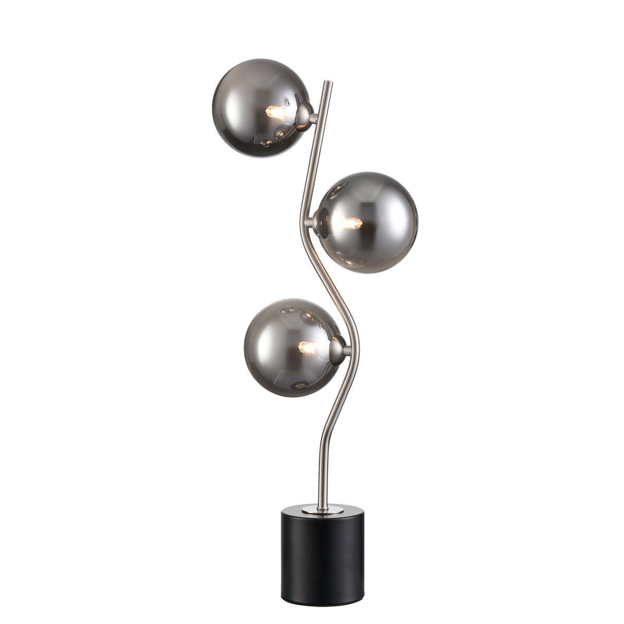 Franklite Cosmic Table lamp satin nickel with smoked glass