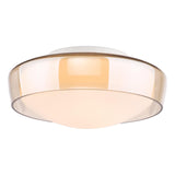 Dar Dagon 3 Light Bathroom Ceiling Light Amber Glass and Opal Glass IP44