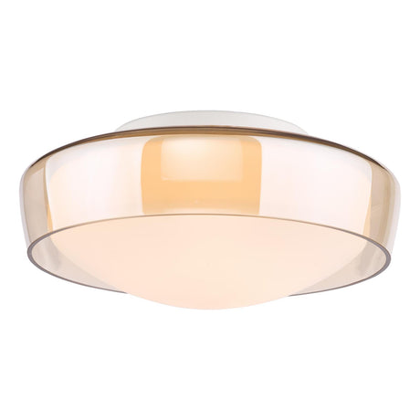 Dar Dagon 3 Light Bathroom Ceiling Light Amber Glass and Opal Glass IP44