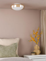Dar Dagon 3 Light Bathroom Ceiling Light Amber Glass and Opal Glass IP44