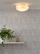 Dar Dagon 3 Light Bathroom Ceiling Light Amber Glass and Opal Glass IP44
