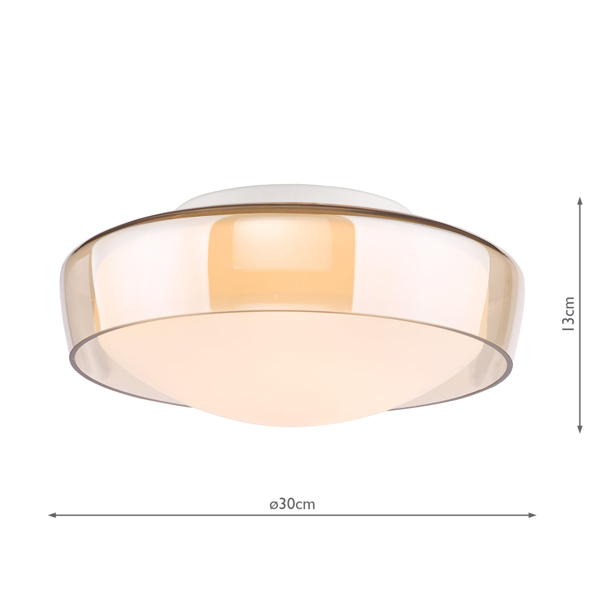 Dar Dagon 3 Light Bathroom Ceiling Light Amber Glass and Opal Glass IP44