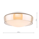 Dar Dagon 3 Light Bathroom Ceiling Light Amber Glass and Opal Glass IP44
