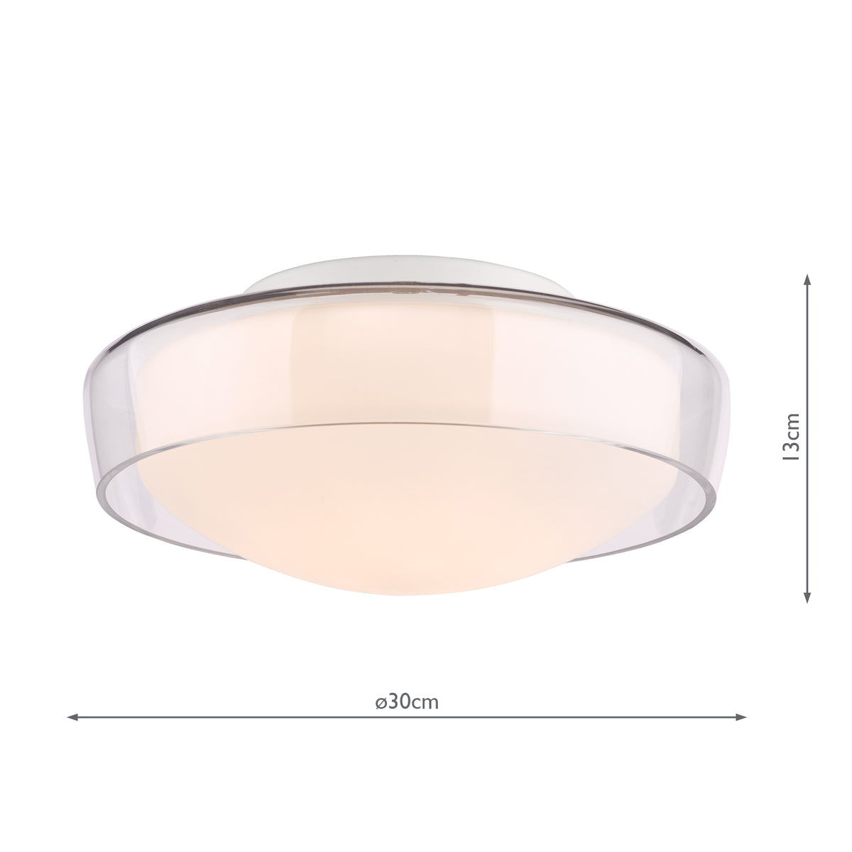 Dar Dagon 3 Light Bathroom Ceiling Light Glass and Opal Glass IP44