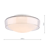 Dar Dagon 3 Light Bathroom Ceiling Light Glass and Opal Glass IP44