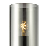 Dar Daylin Wall Light Satin Black and Smoked Ribbed Glass