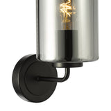Dar Daylin Wall Light Satin Black and Smoked Ribbed Glass