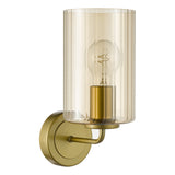 Dar Daylin Wall Light Satin Gold and Amber Ribbed Glass