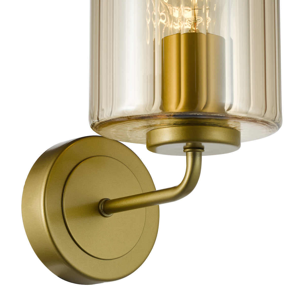 Dar Daylin Wall Light Satin Gold and Amber Ribbed Glass