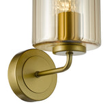 Dar Daylin Wall Light Satin Gold and Amber Ribbed Glass