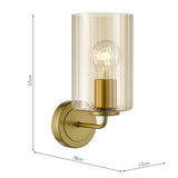 Dar Daylin Wall Light Satin Gold and Amber Ribbed Glass