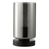 Dar Daylin Table Lamp Satin Black and Smoked Ribbed Glass