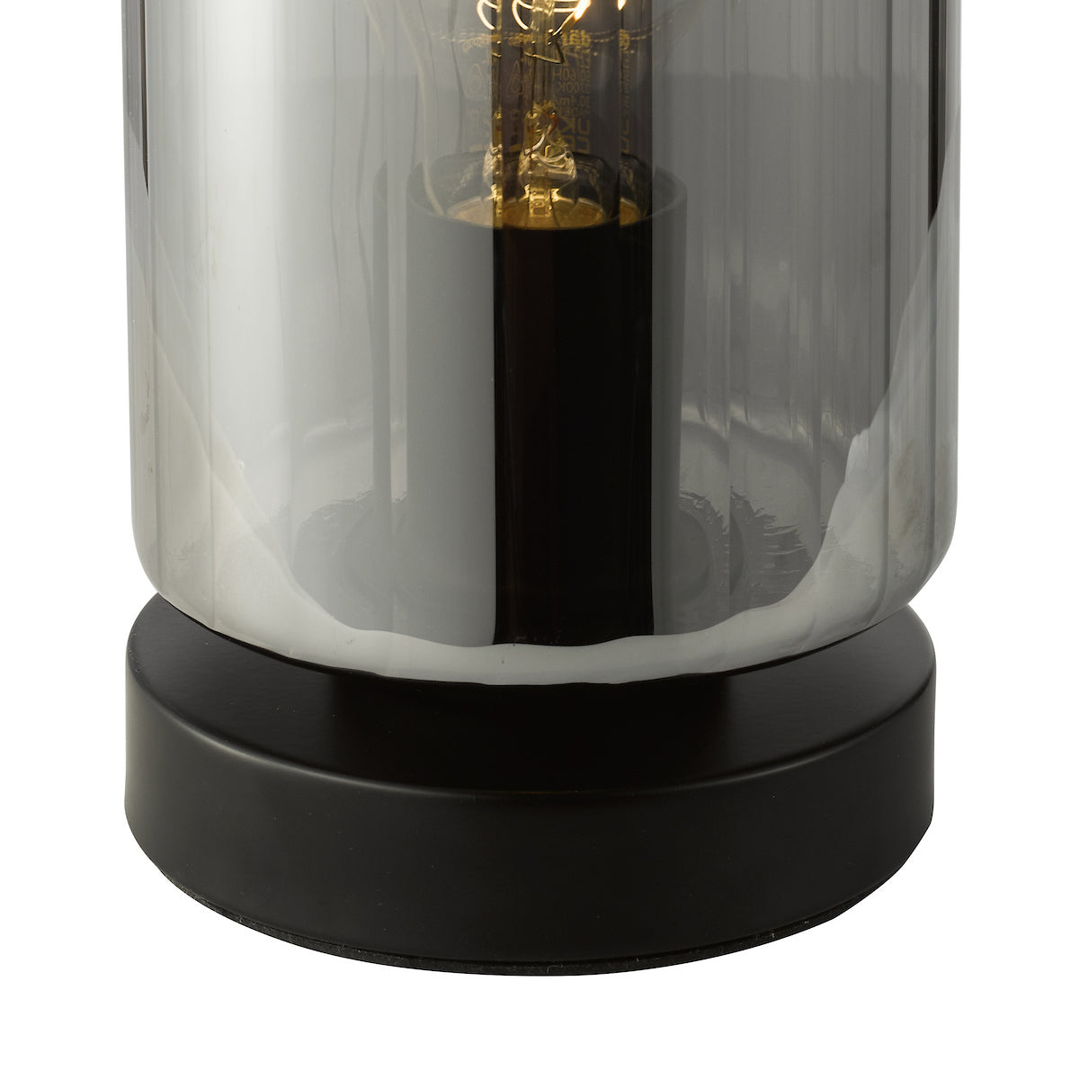 Dar Daylin Table Lamp Satin Black and Smoked Ribbed Glass