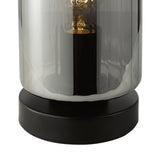 Dar Daylin Table Lamp Satin Black and Smoked Ribbed Glass