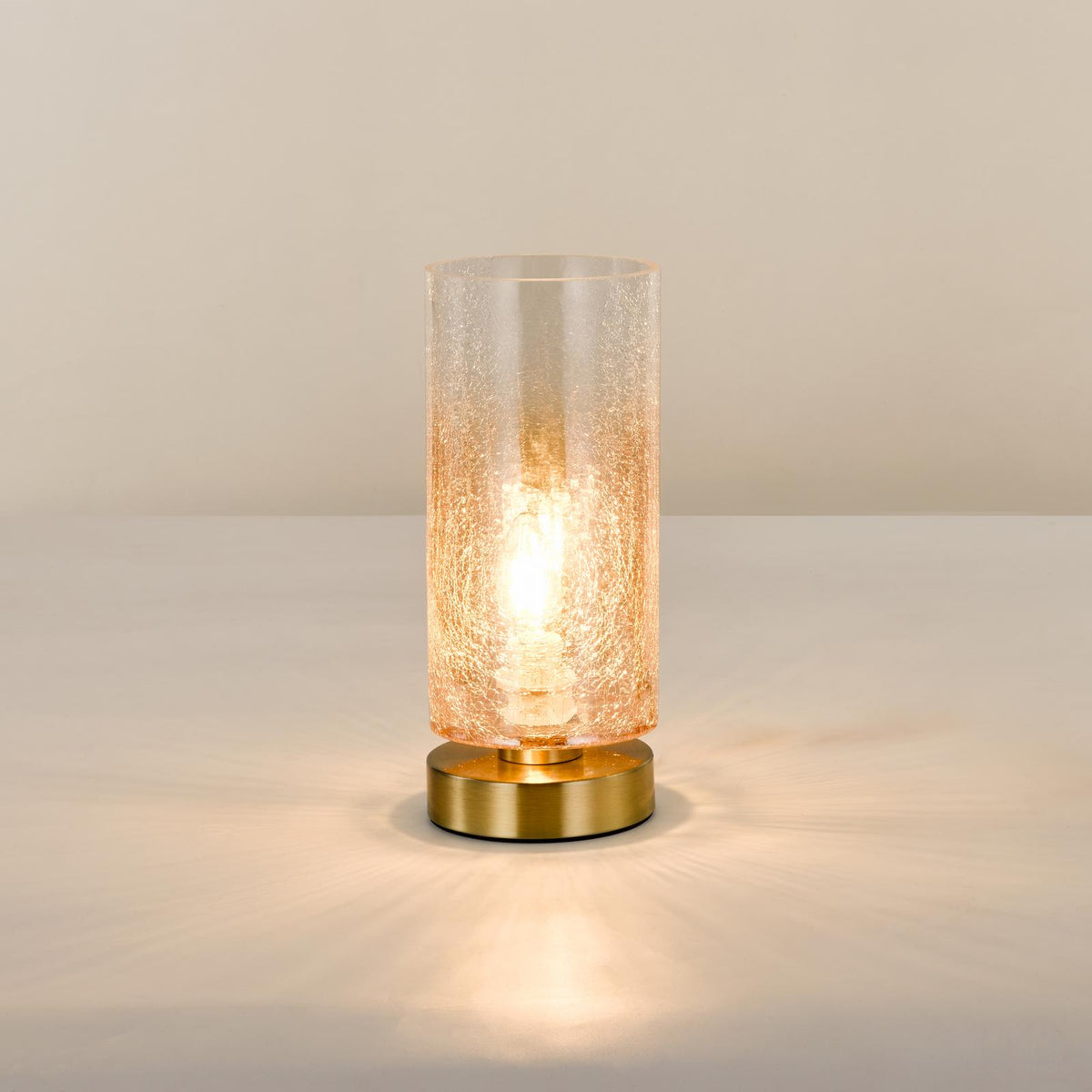 Dar Deena Table Lamp Amber Glass and Antique Brass