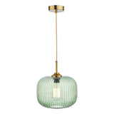 Dar Demarius 1 Light Pendant Green Glass Bronze Detail –  from Amos Lighting + Home