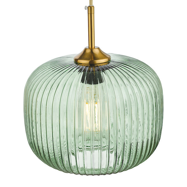 Dar Demarius 1 Light Pendant Green Glass Bronze Detail –  from Amos Lighting + Home