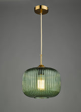 Dar Demarius 1 Light Pendant Green Glass Bronze Detail –  from Amos Lighting + Home