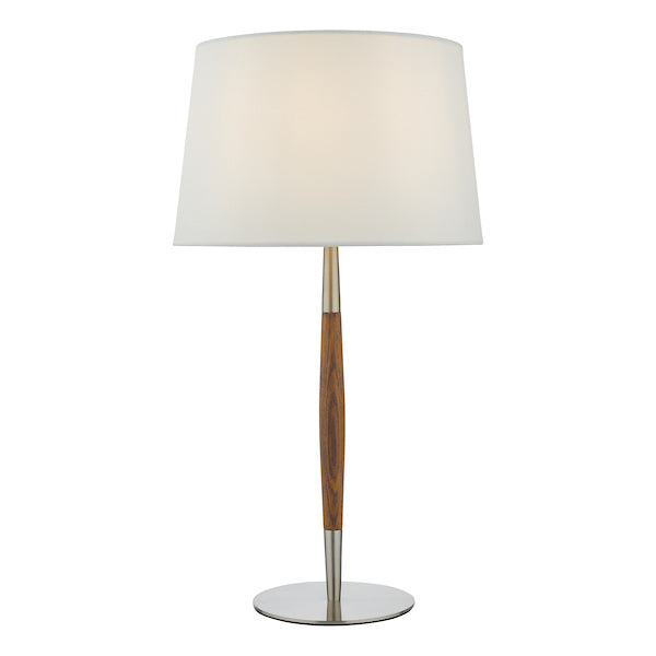 Dar Detroit Table Lamp Satin Nickel Walnut Detail Base Only –  from Amos Lighting + Home