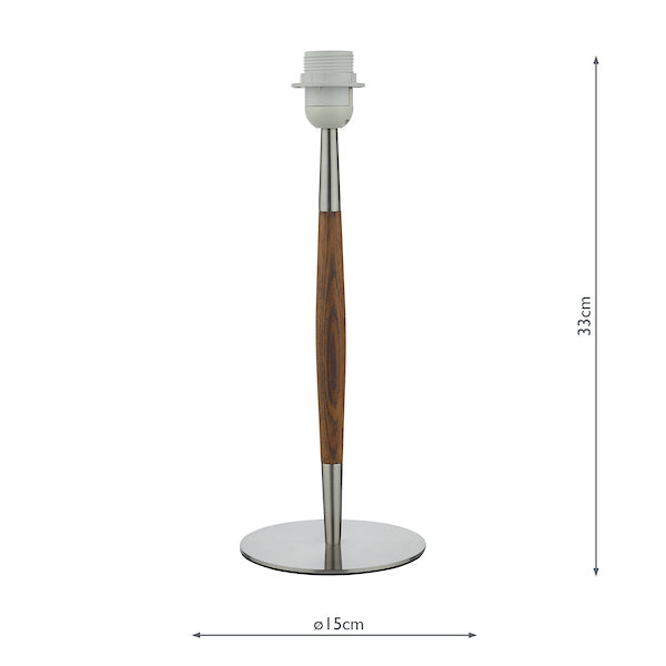 Dar Detroit Table Lamp Satin Nickel Walnut Detail Base Only –  from Amos Lighting + Home