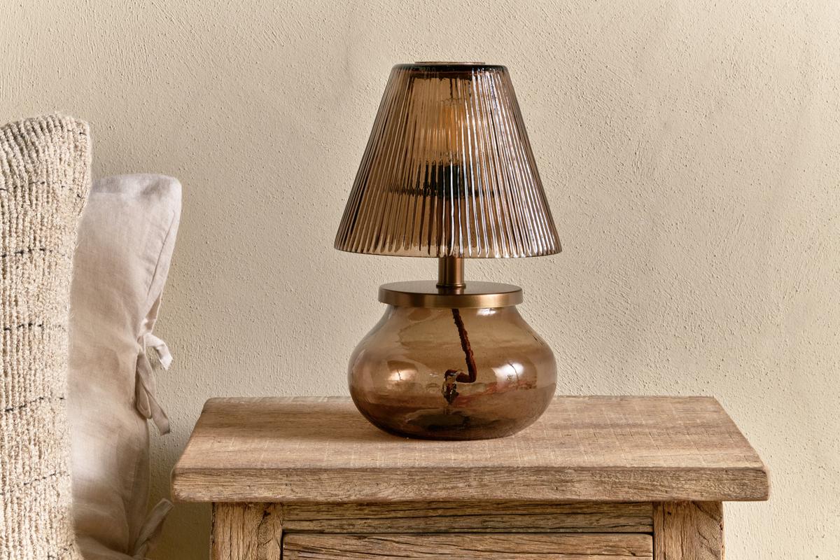 Nkuku Dimalai Recycled Smoked Brown Glass Table Lamp