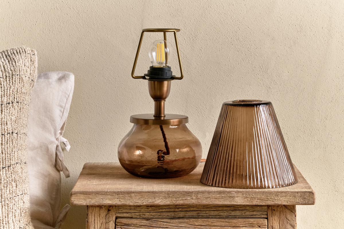 Nkuku Dimalai Recycled Smoked Brown Glass Table Lamp