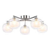 Dar Diego 5 Light Semi-Flush Polished Chrome and Opal Dual Layer Glass