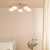 Dar Diego 5 Light Semi-Flush Polished Chrome and Opal Dual Layer Glass
