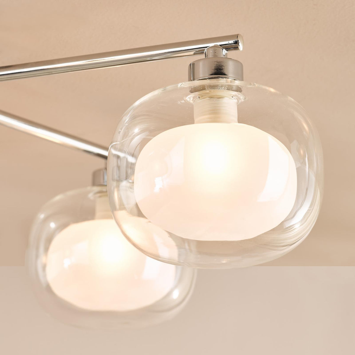 Dar Diego 5 Light Semi-Flush Polished Chrome and Opal Dual Layer Glass