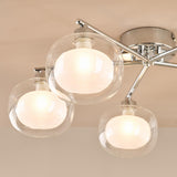 Dar Diego 5 Light Semi-Flush Polished Chrome and Opal Dual Layer Glass