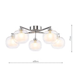 Dar Diego 5 Light Semi-Flush Polished Chrome and Opal Dual Layer Glass