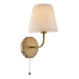 Dar Dijon Wall Light Antique Bronze With Natural Linen Pleated Shades