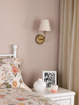 Dar Dijon Wall Light Antique Bronze With Linen Hardback Shade